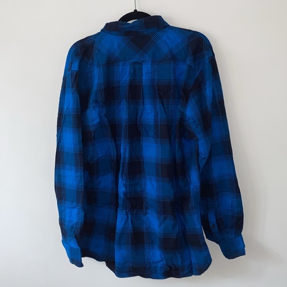 Lands’ End Blue Plaid button down men’s shirt Large - Picture 4 of 6
